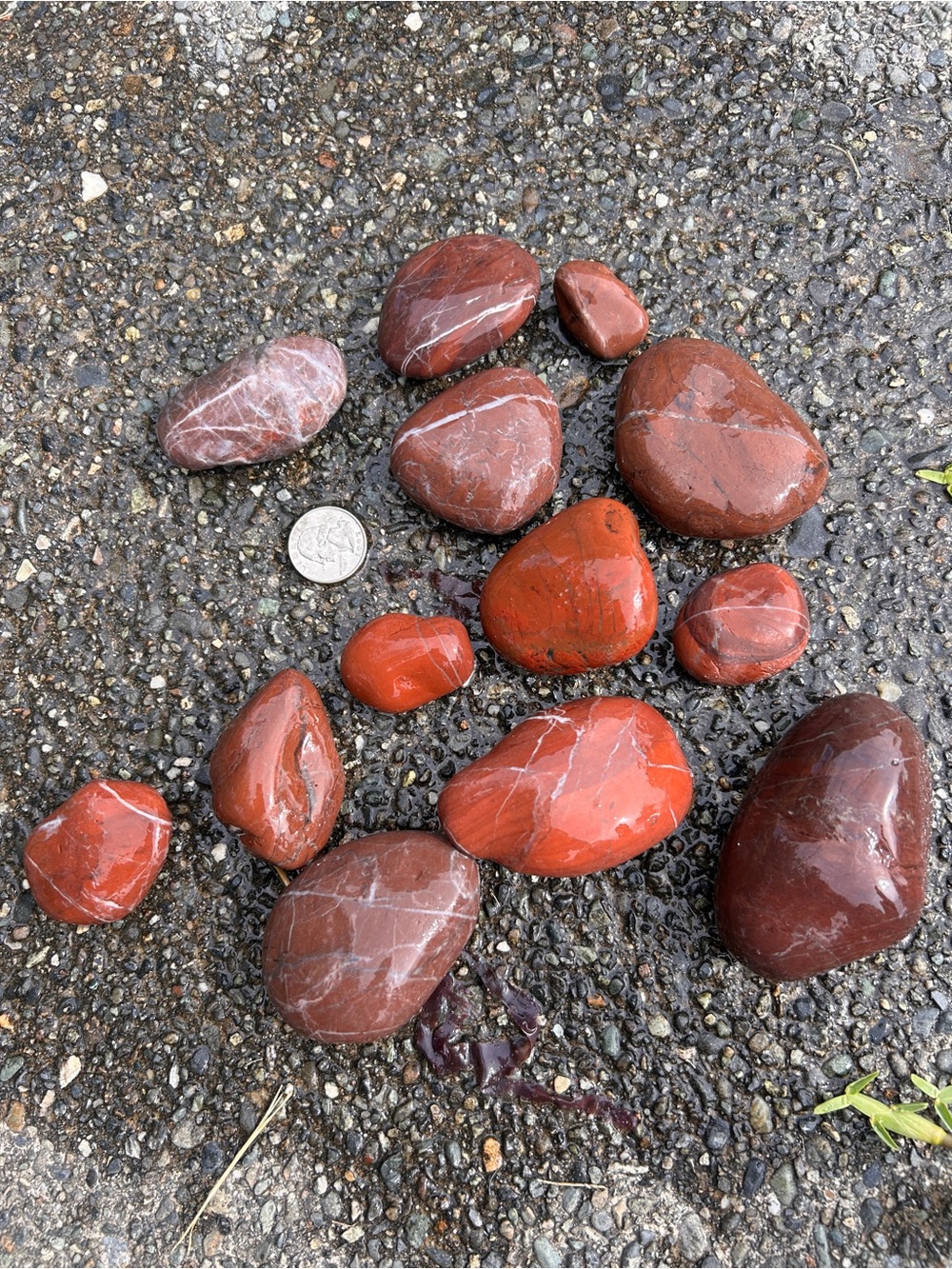Red Jasper River Rocks - Lot of 13